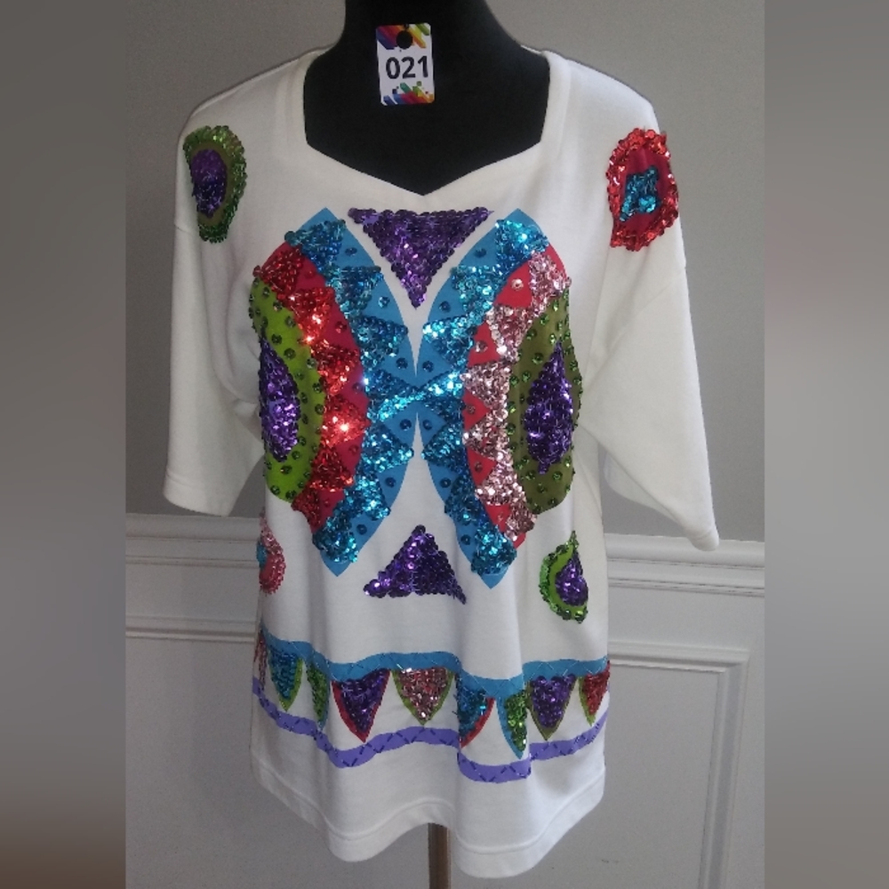 Vintage Eminent Colorful Sequin Top-size Medium